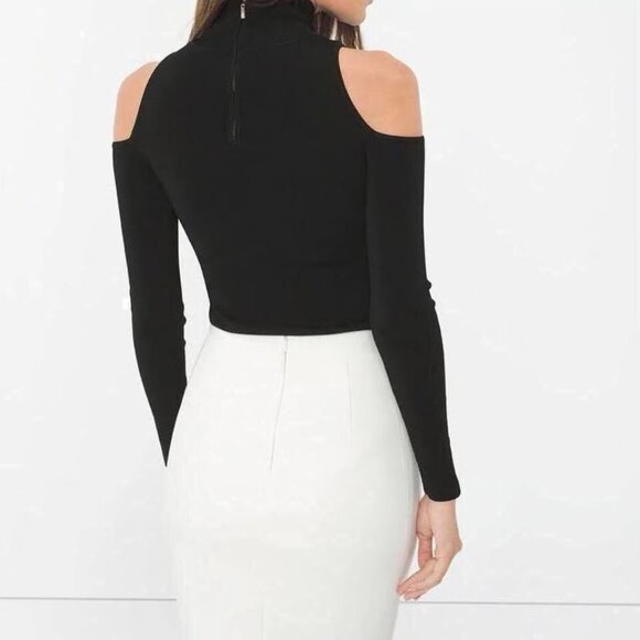 WHBM White House Black Market Long Sleeve Cold Shoulder Mock Neck Sweater Small - Picture 2 of 4